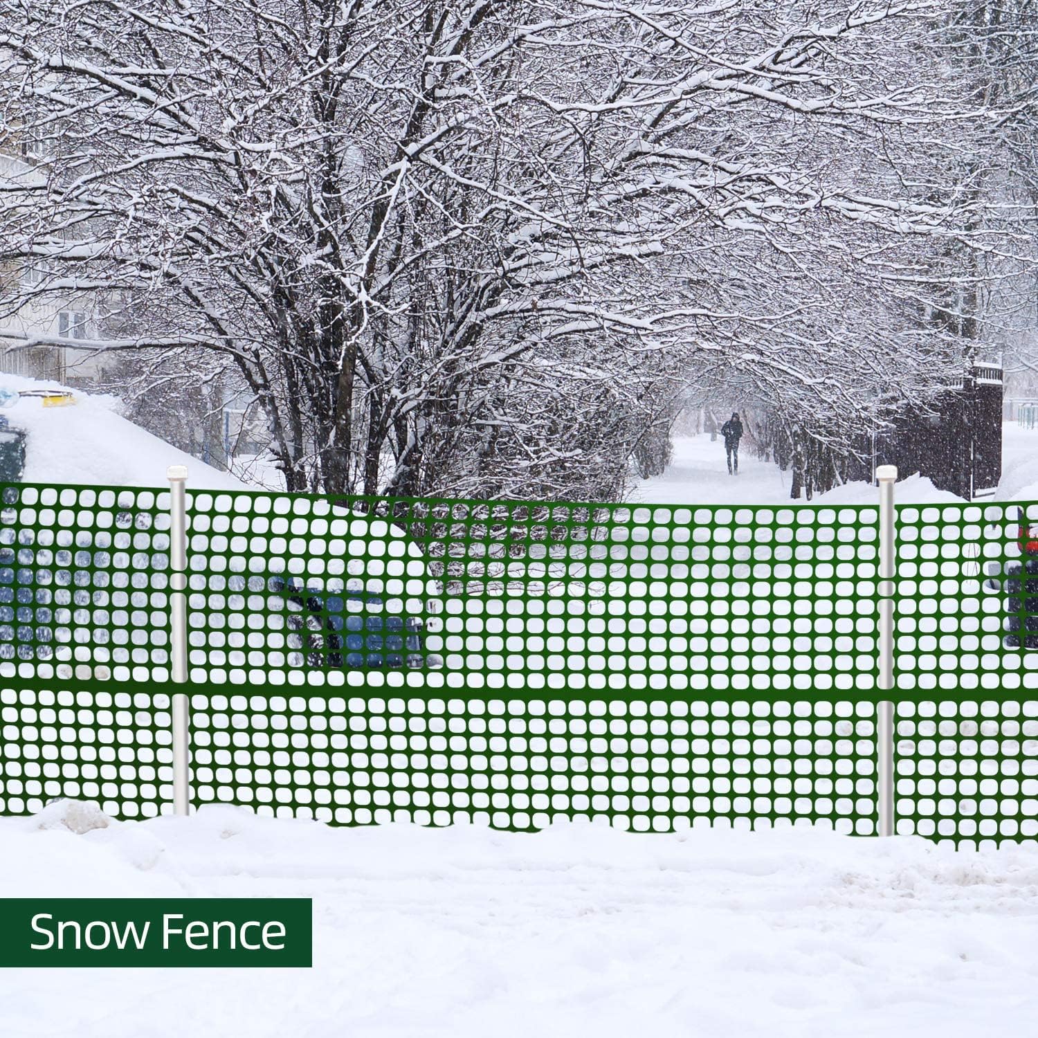 Ohuhu Cerca de jardín Barrera para animales rollo de valla de seguridad de plástico reutilizable de 4 x 100 pies, cerca de nieve temporal para