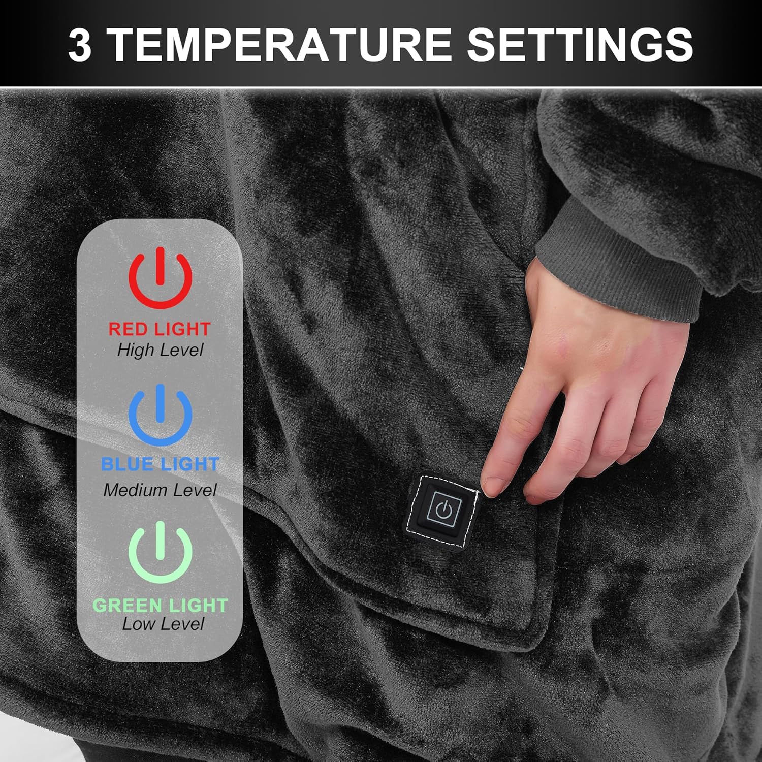 IKER Manta térmica USB, sudadera con capucha de gran tamaño con gran área de calefacción, acogedora manta con capucha Sherpa cálida para mujeres y
