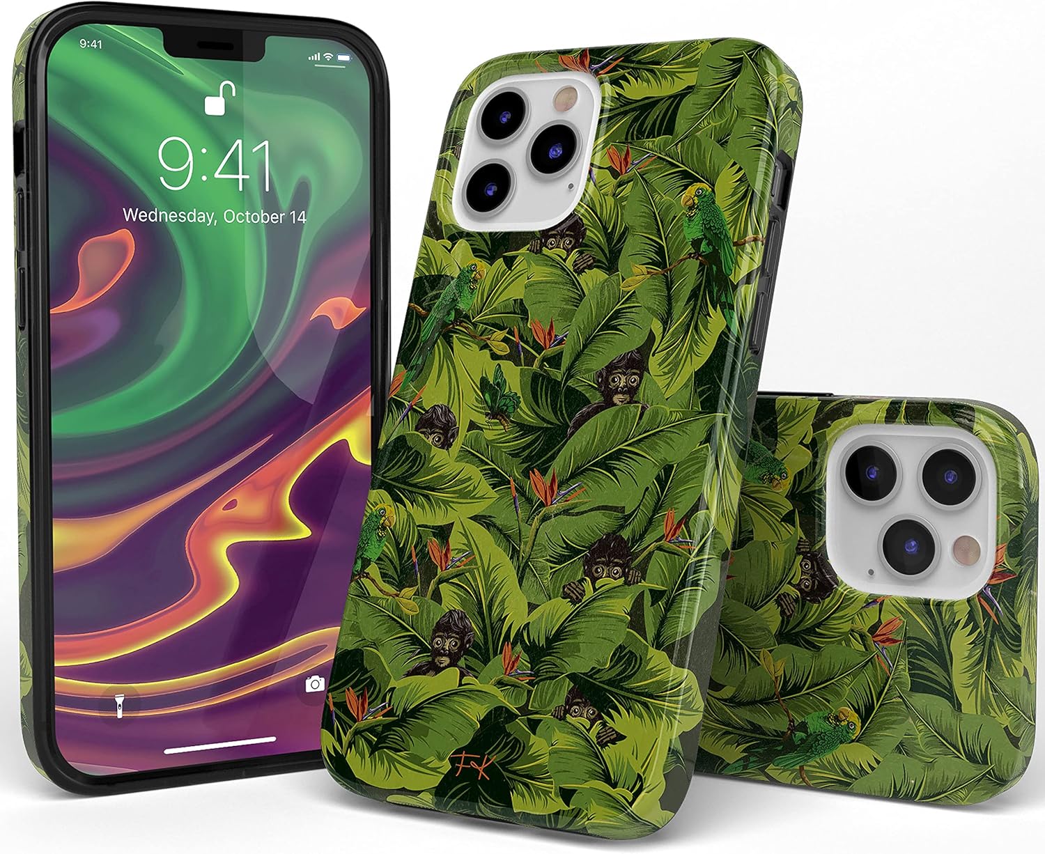 Casely Funda floral para iPhone 1212 Pro  Sneaky Monkeys  Funda Frida Kahlo Jungle