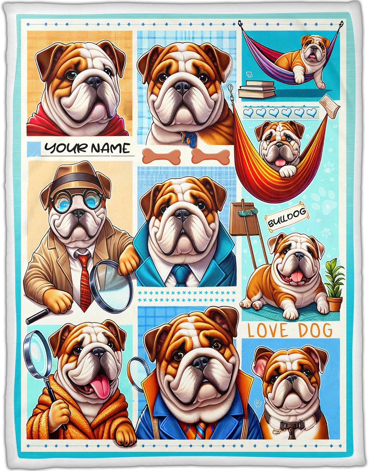Zhamlixes Store – Manta de forro polar personalizada con diseño de perro de bulldog y perro bueno, 3 tamaños, manta de bulldog francés (Bulldog)