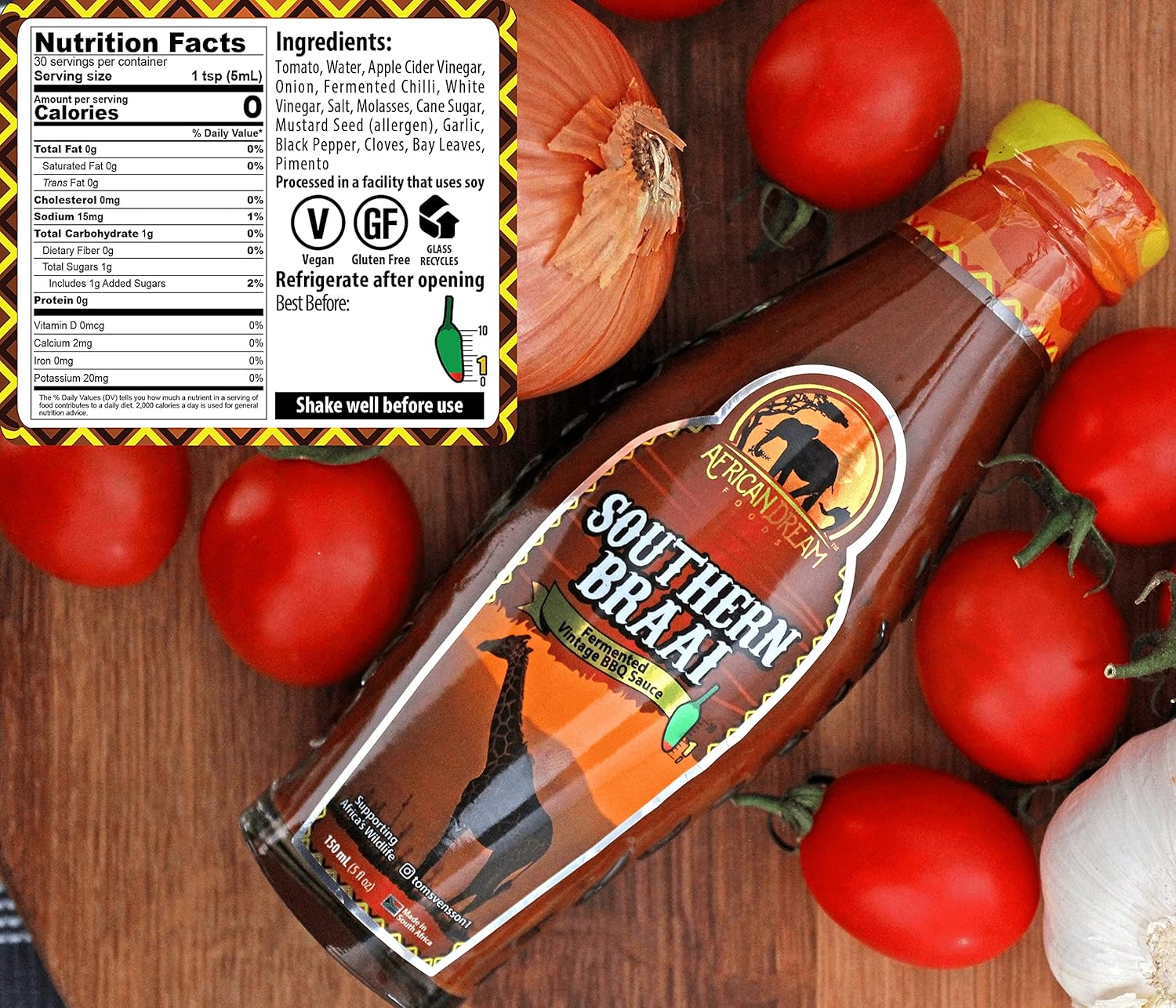 African Dream Foods Paquete de regalo de salsa picante  Pimienta fantasma africana, chile ojo de pájaro, braai sureño, dulce sueño, limón y ajo