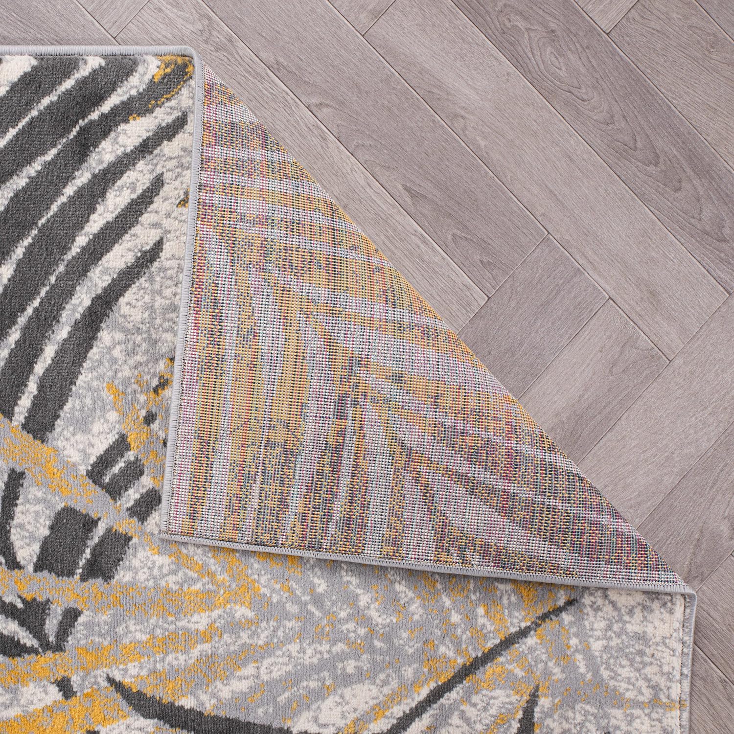Rugshop Edinburgh – Alfombra suave resistente a las manchas, diseño de hojas florales, 2 x 3 pies, color amarillo