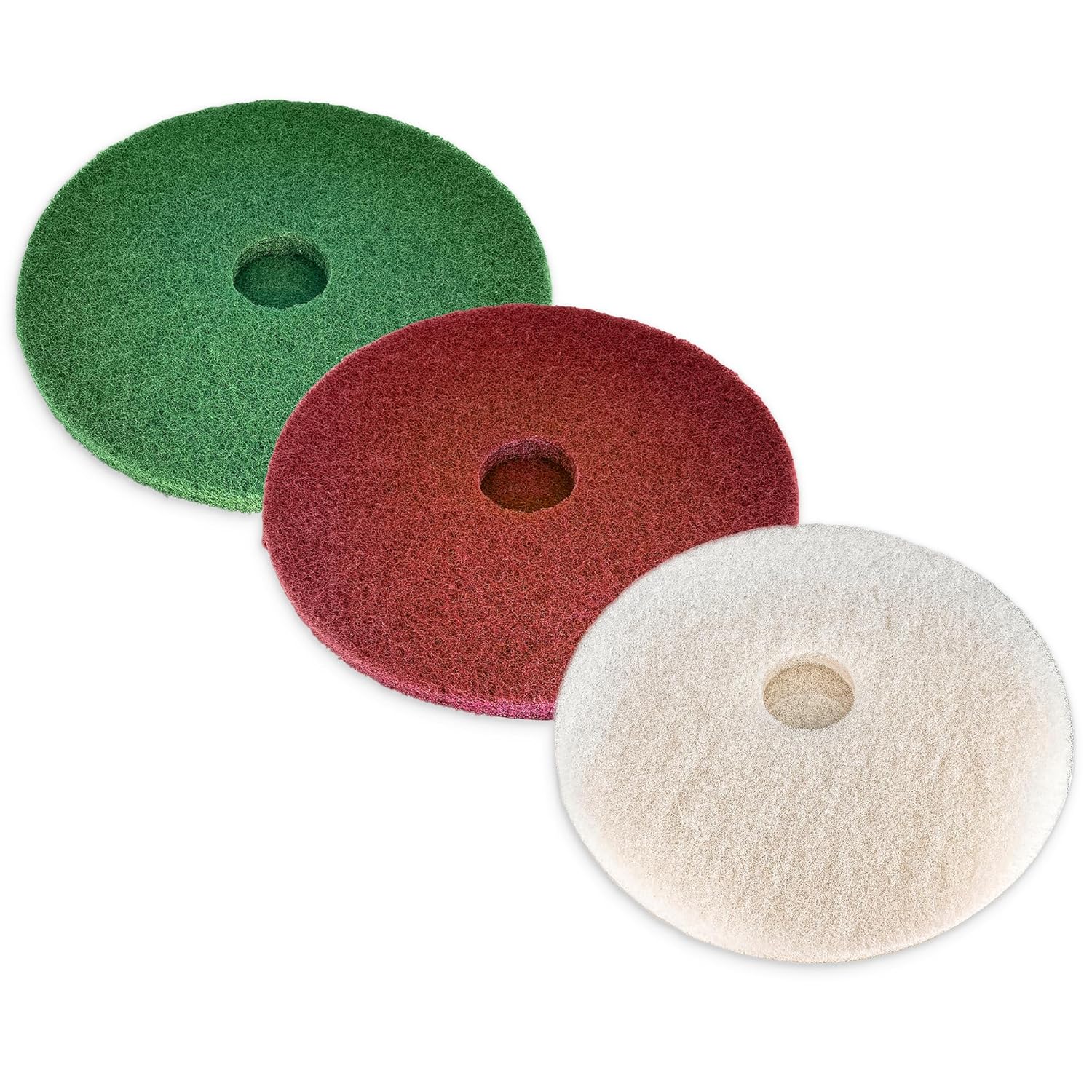 Virginia Abrasives 416-5017PAK – Paquete de 3 almohadillas redondas de mantenimiento de piso de 17 pulgadas de grosor con una almohadilla verde,