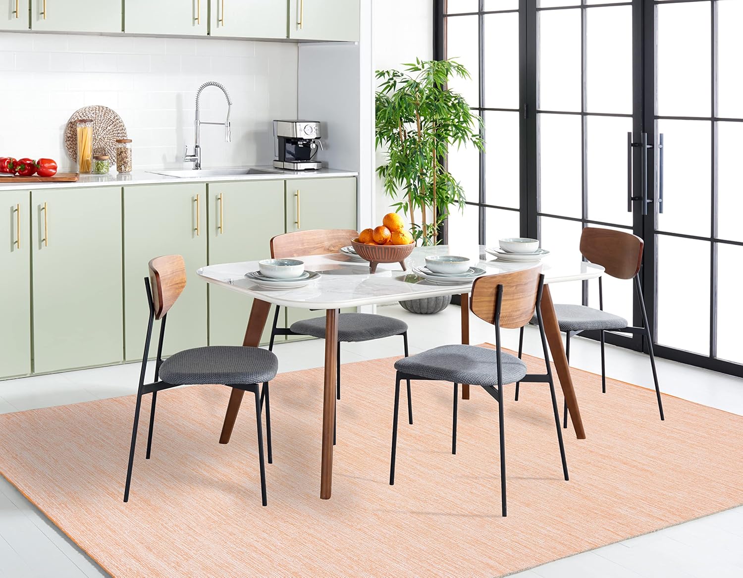 SAFAVIEH Montauk Collection – Alfombra decorativa de algodón, 4 x 6 pies, color naranja, tejido plano hecho a mano, ideal para zonas de alto tráfico
