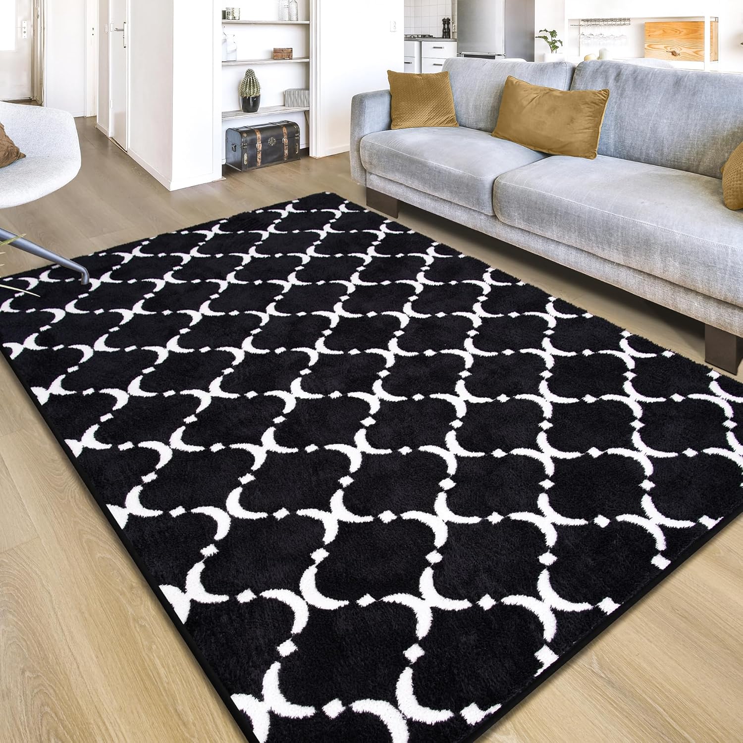 YJ.GWL Alfombra geométrica grande y suave para dormitorio, sala de estar, 6 x 9 pies, alfombra moderna de espuma viscoelástica para interiores,
