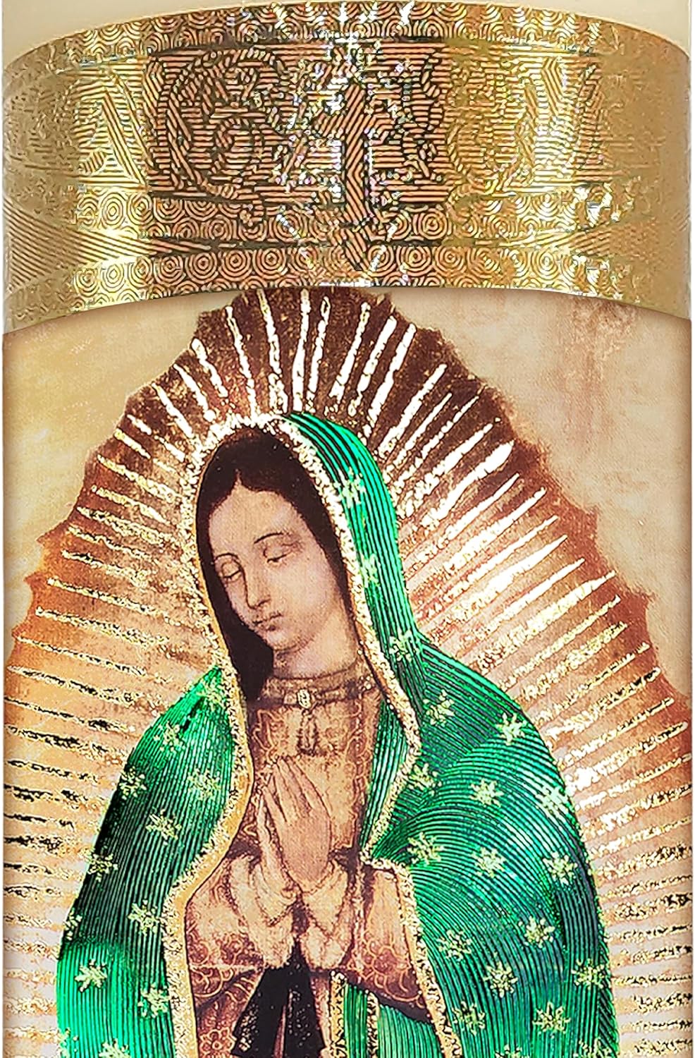 Artediseño piezas maestras Nuestra Señora de Guadalupe Cuerpo Original sin llama LED Devocional Vela de oración religiosa Decoración de lámina