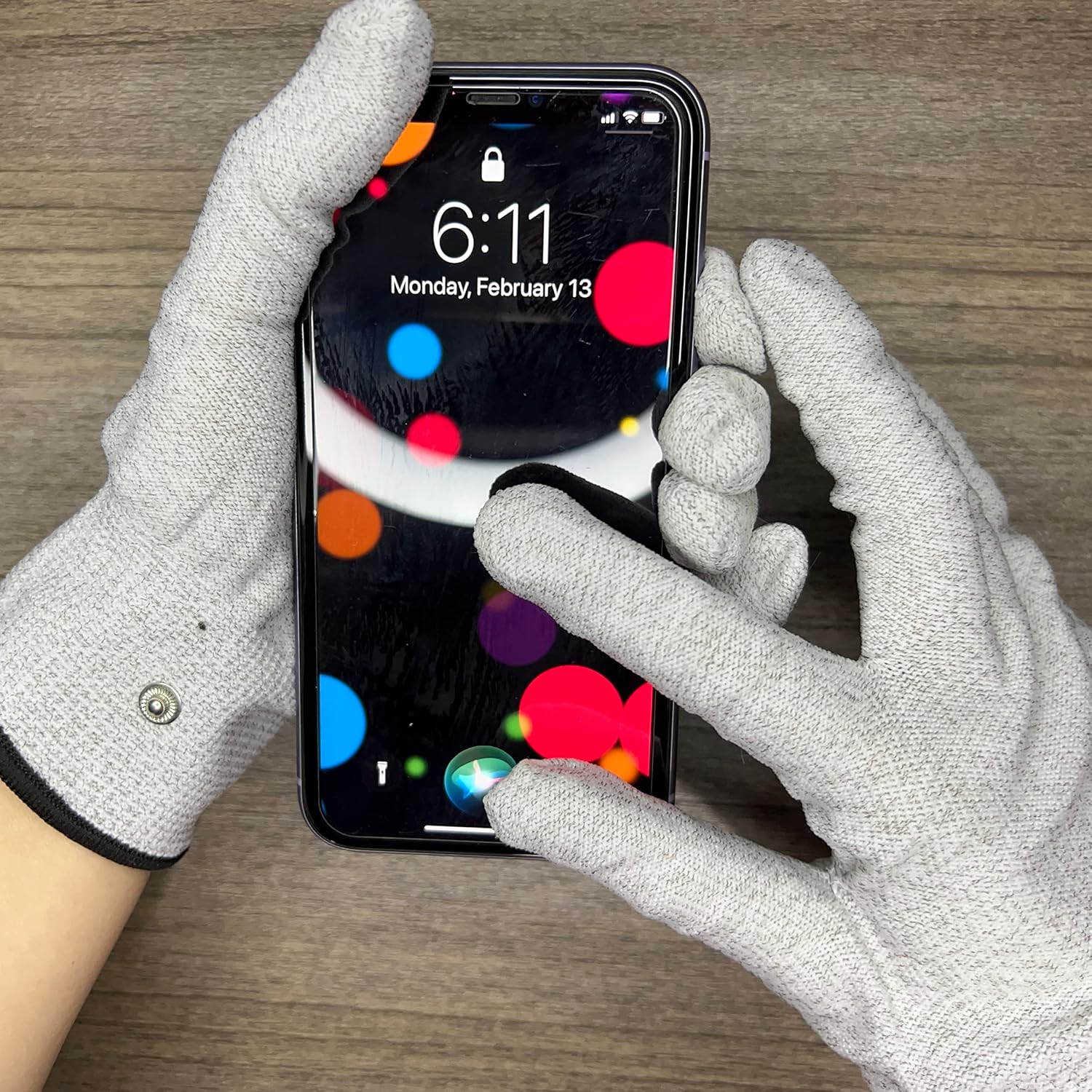 MiemieAi Guantes de conexión a tierra que contienen fibra plateada de nailon para alivio estático, pantalla táctil, gris, talla única, 1 par