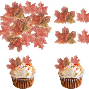 Paquete de 40 adornos comestibles de hojas de otoño para cupcakes de hojas doradas, hojas de arce de otoño, oblea de arroz, decoración de pasteles Paquete de 40 adornos comestibles de hojas de otoño para cupcakes de hojas doradas, hojas de arce de otoño, oblea de arroz, decoración de pasteles