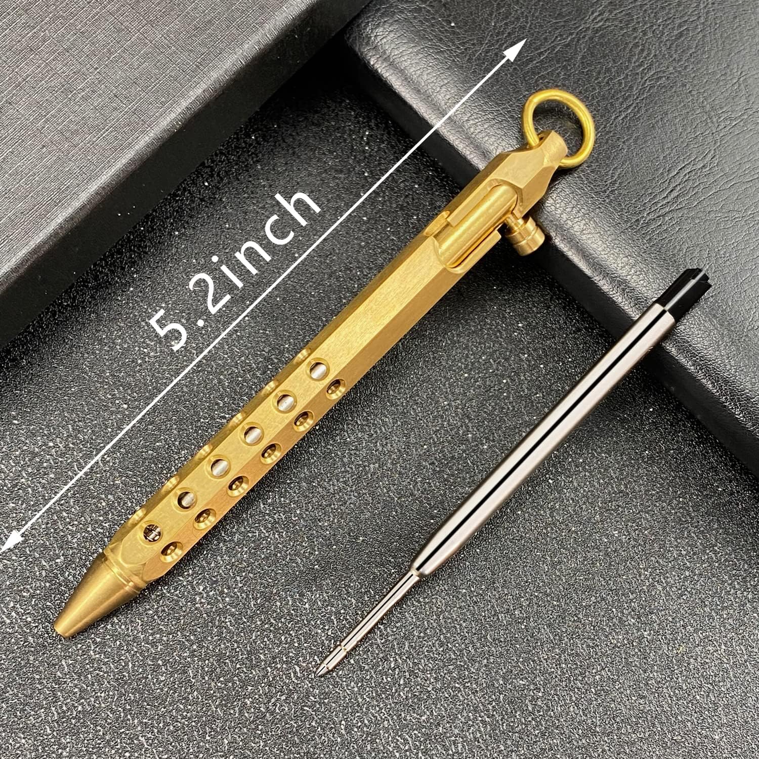 YUEZUDPO Bolt Action – Bolígrafo de latón macizo, bolígrafo de bolsillo de seis bordes, bolígrafo táctico de metal con recambios y clip, bolígrafo