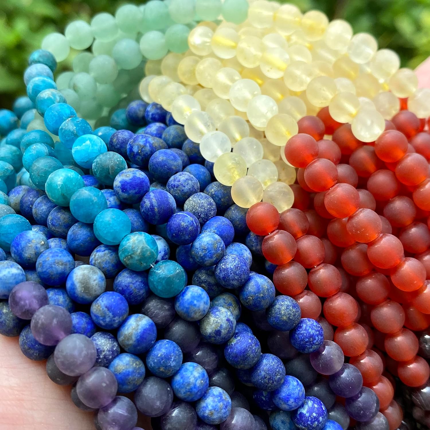 ABCGEMS – Cuentas mate de ocho chakras, desbloquea tu octavo chakra estrella del alma (cuarzo de cristal, granate, cornalina, citrino, apatita,