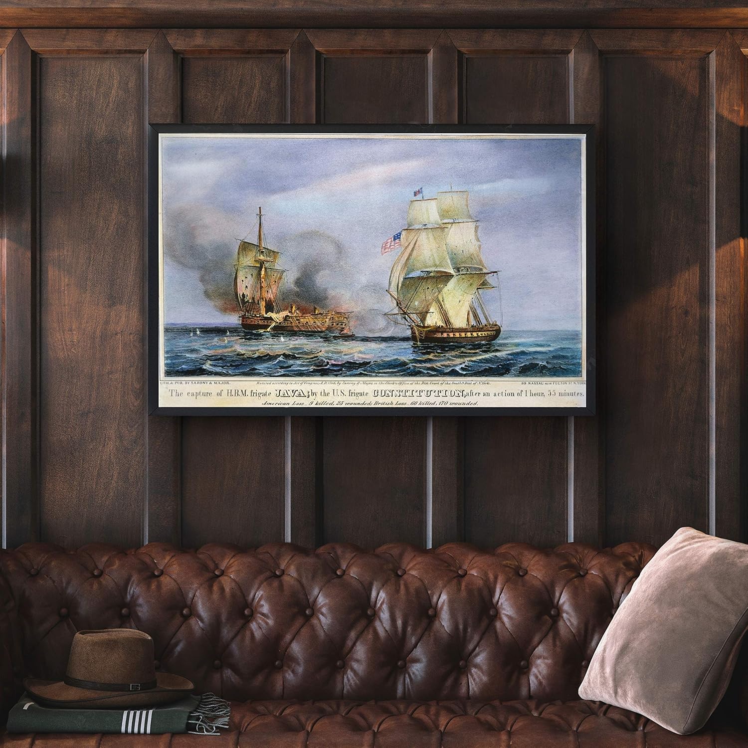 Uss Constitution Battle Nthe Engagement Between Uss Constitution And Hms Java in the South Atlantic 29 de diciembre de 1812 Litografía americana