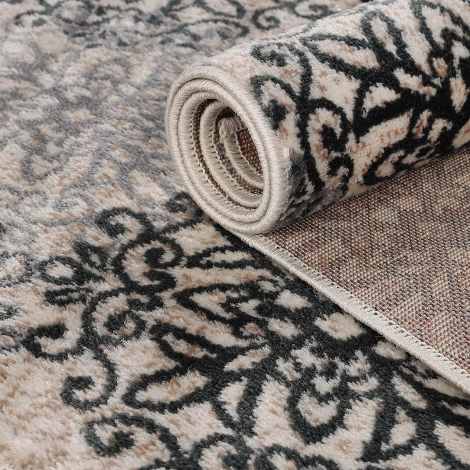 SUPERIOR  Alfombra de área contemporánea de la colección Leigh – Alfombra moderna de 516 de pulgada (8 mm) de pelo con diseño de medallón floral con
