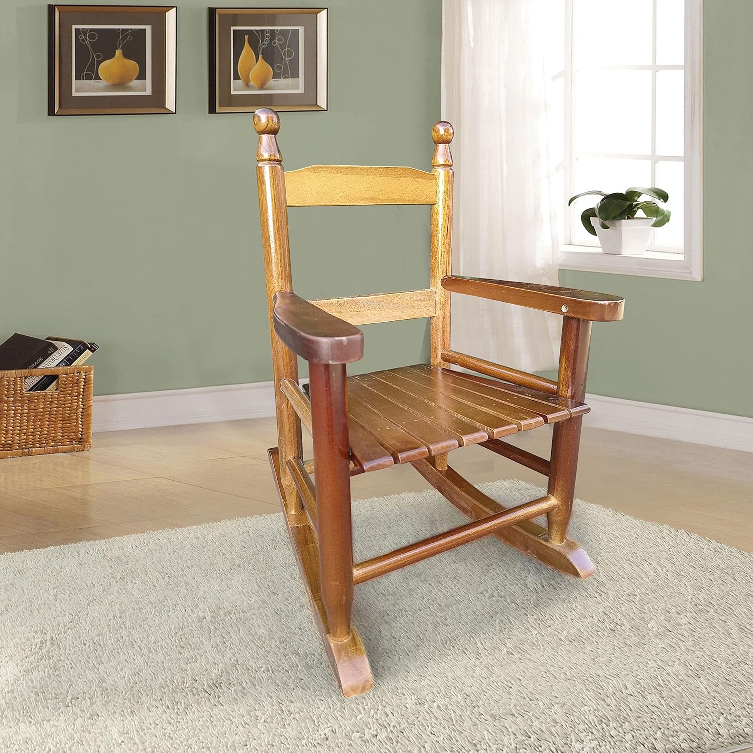 HomVent Mecedora para niños, mecedora de madera para interiores y exteriores, mecedora de porche para niños, jardín, césped, balcón, patio trasero