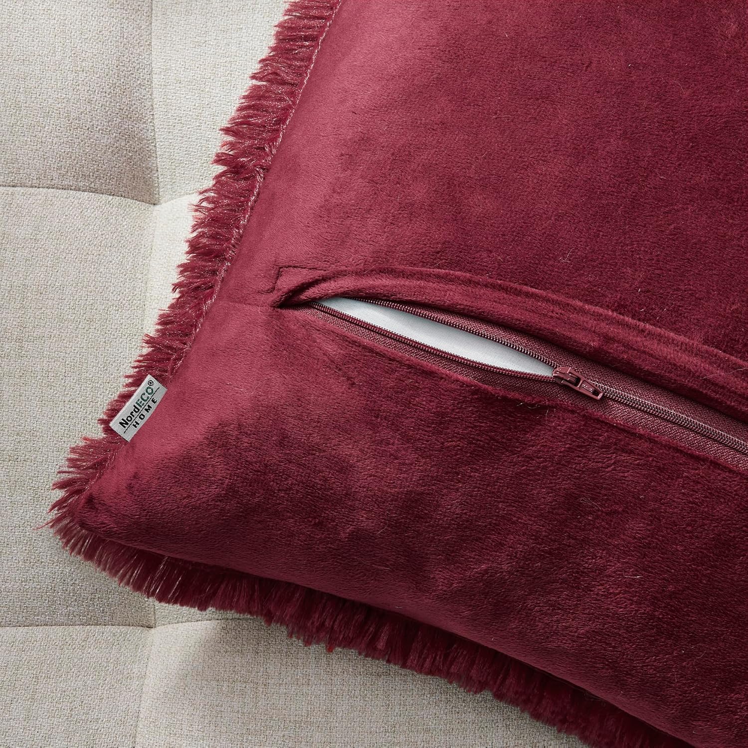 NordECO HOME Funda de cojín de forro polar de piel sintética suave de lujo, fundas de almohada decorativas, sin relleno de almohada