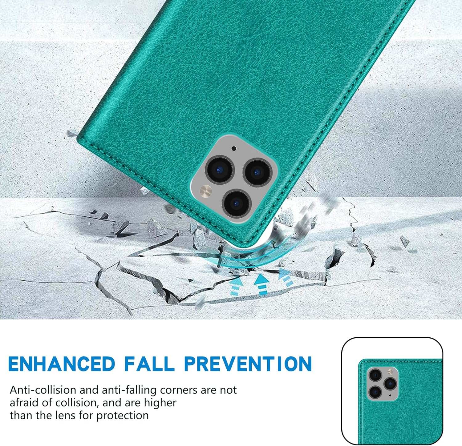 ZZXX Funda tipo cartera para iPhone 11 Pro Max con bloqueo RFID, soporte de ranura para tarjetas, funda protectora de cuero magnético fuerte