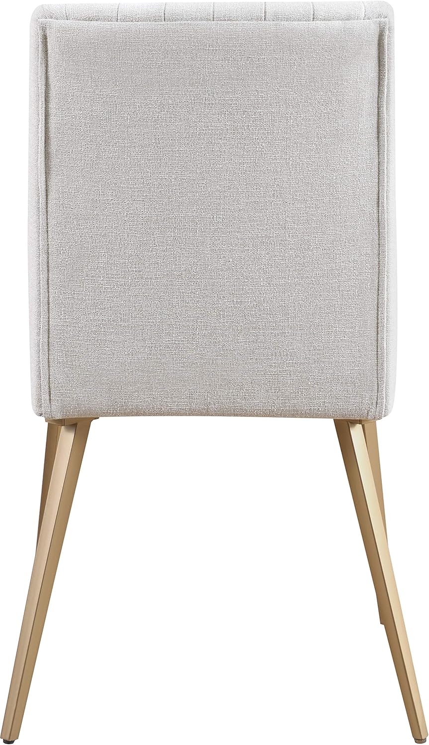 Meridian Furniture Eleanor Collection Modern – Silla de comedor tapizada de lino contemporáneo con respaldo de ala copetuda y patas doradas