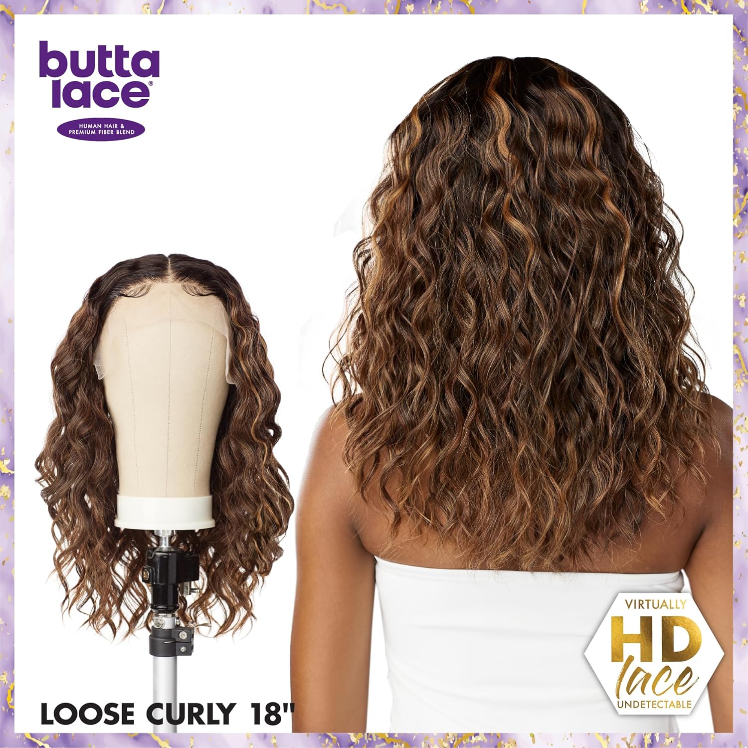 Sensationnel Butta – Pelucas de encaje frontal, mezcla de cabello humano, suelto, rizado, 18 extra ancho, 5 pulgadas, línea de cabello prearrancada,
