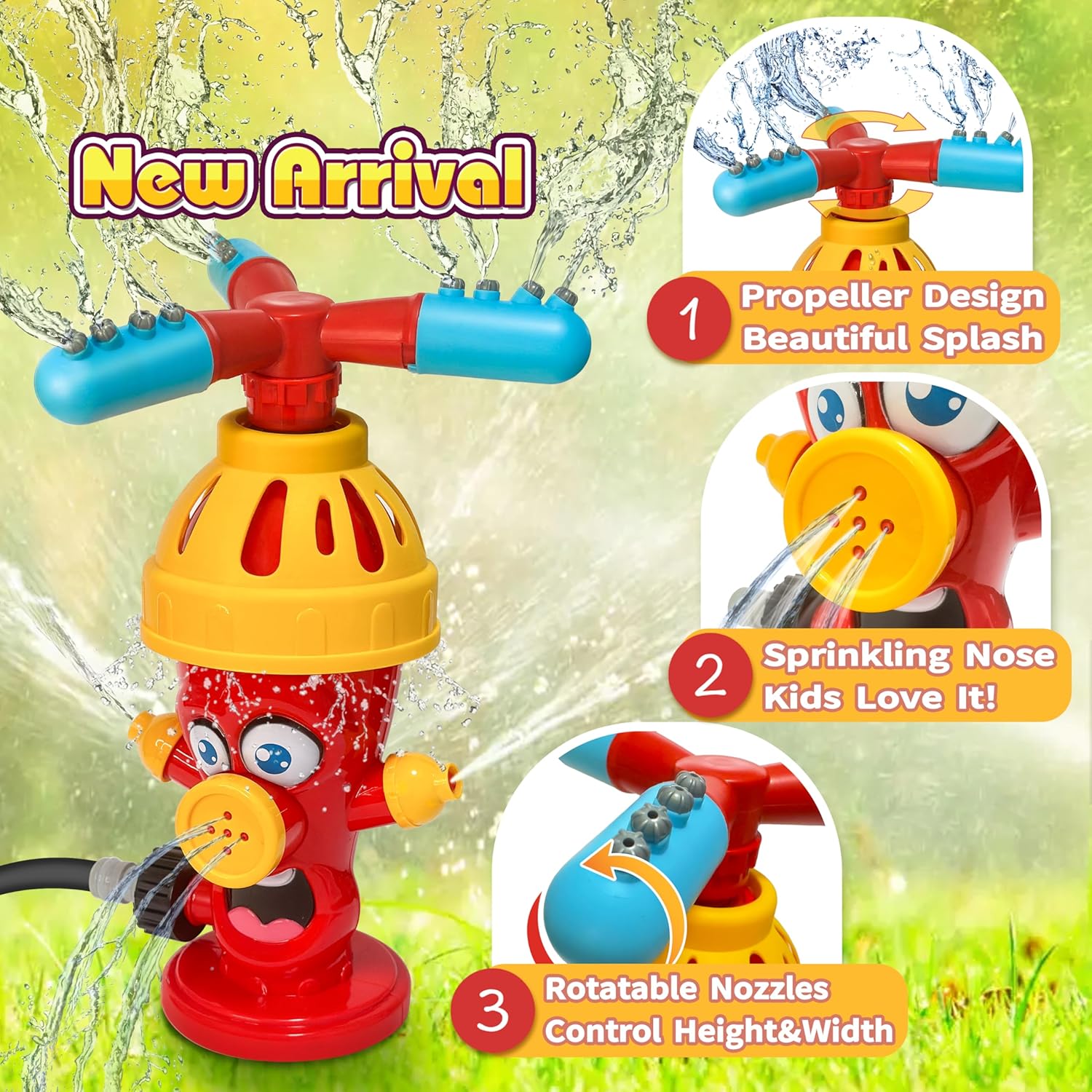 Aspersor hidrante para niños al aire libre, juguete exterior para niños pequeños de 1 a 3 años, juguetes de agua VIINKEN para niños pequeños