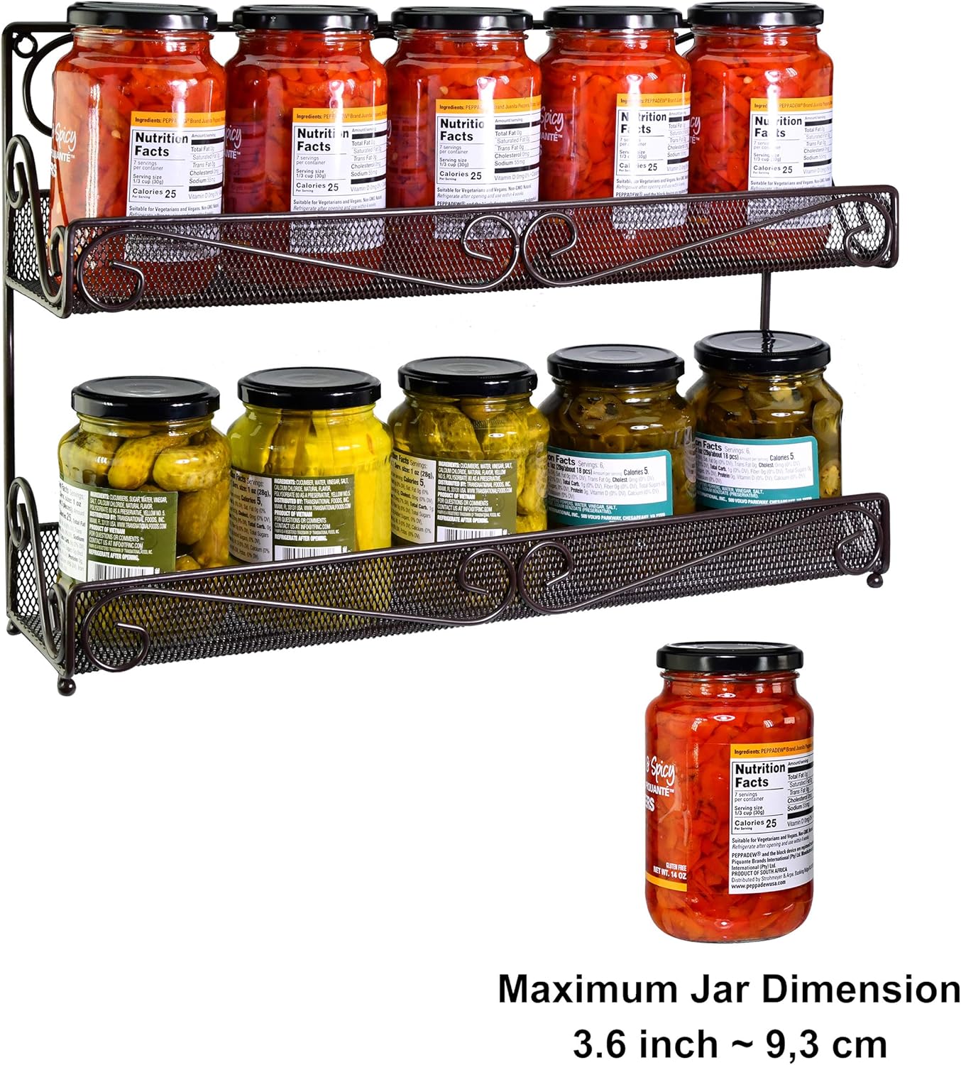 Estante de almacenamiento para puerta de gabinete, condimentos de cocina, exhibición colgante para tarros de especias, salsas, hierbas, botellas de