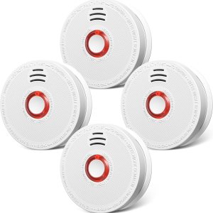 Detectores de humo con sensor fotoeléctrico, alarma de humo con botón de pruebasilencio y advertencia de batería baja, detectores de humo para el Detectores de humo con sensor fotoeléctrico, alarma de humo con botón de pruebasilencio y advertencia de batería baja, detectores de humo para el