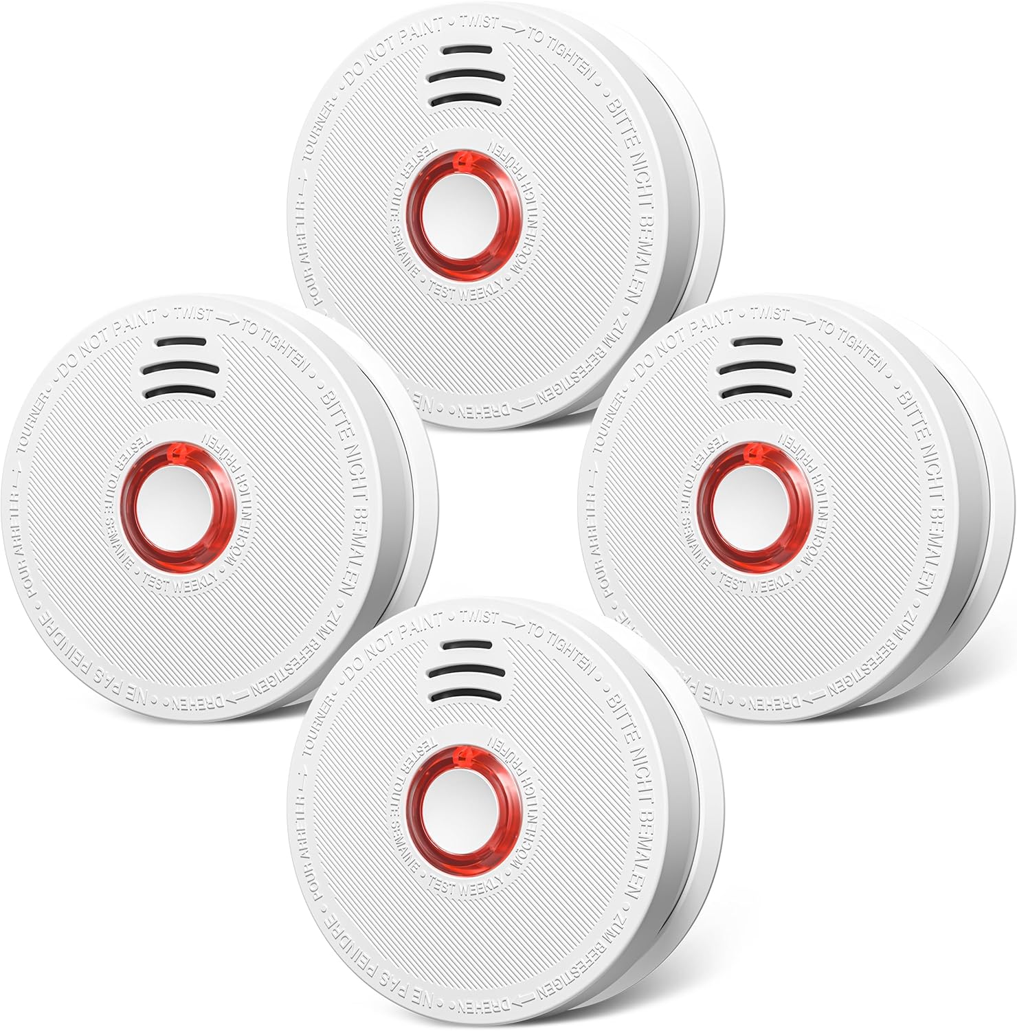 Detectores de humo con sensor fotoeléctrico, alarma de humo con botón de pruebasilencio y advertencia de batería baja, detectores de humo para el