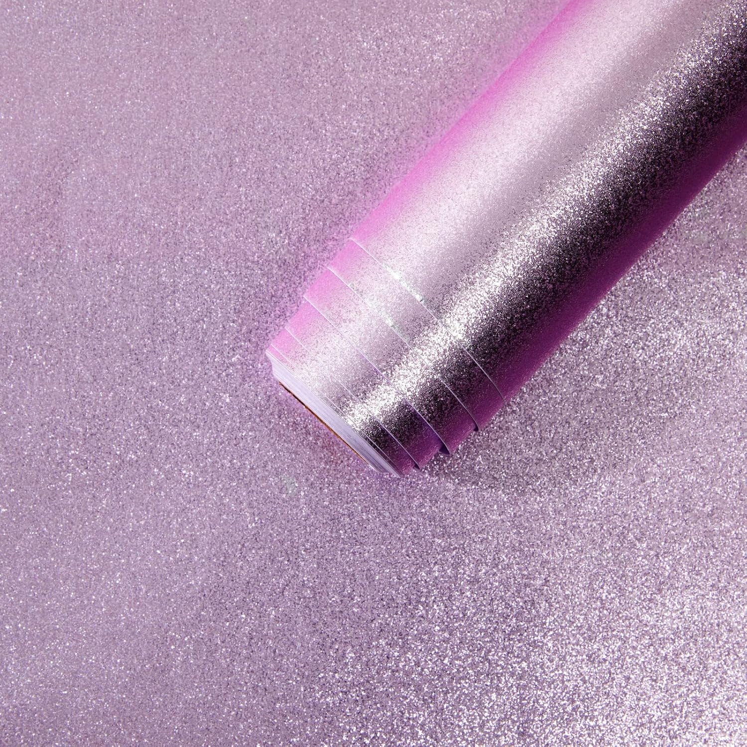 Rollo de papel de contacto con purpurina rosa para manualidades de bricolaje, calcomanía artística para álbumes de recortes (17.7 pulgadas x 16.5