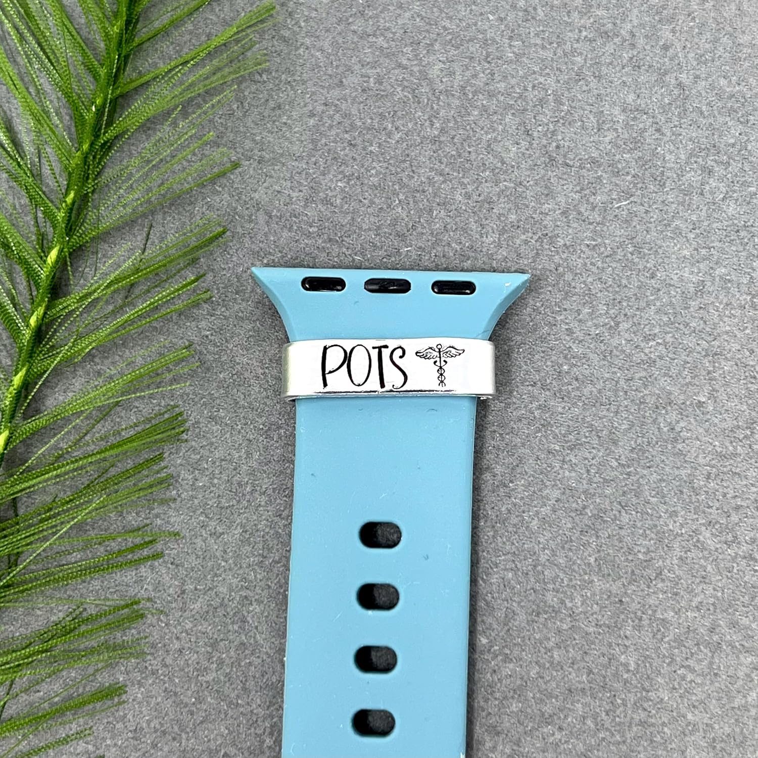 POTS Medical Alert ID Watch Charm, Hand Stamped Tag for Smartwatch, Made of Lightweight Aluminum, Band Not Included