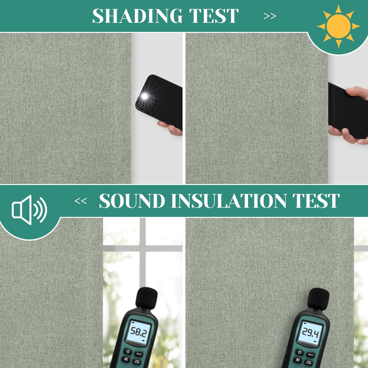 HOMEIDEAS Cortinas opacas 100% verde salvia para dormitorio, cortinas de lino de 63 pulgadas de largo, 2 paneles para sala de estar, lino sintético,