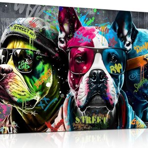 Zoyotago Lienzo grande para pared, para dormitorio, sala de estar, divertido graffiti, perro, arte de pared, listo para colgar, tamaño 20 x 40 Zoyotago Lienzo grande para pared, para dormitorio, sala de estar, divertido graffiti, perro, arte de pared, listo para colgar, tamaño 20 x 40