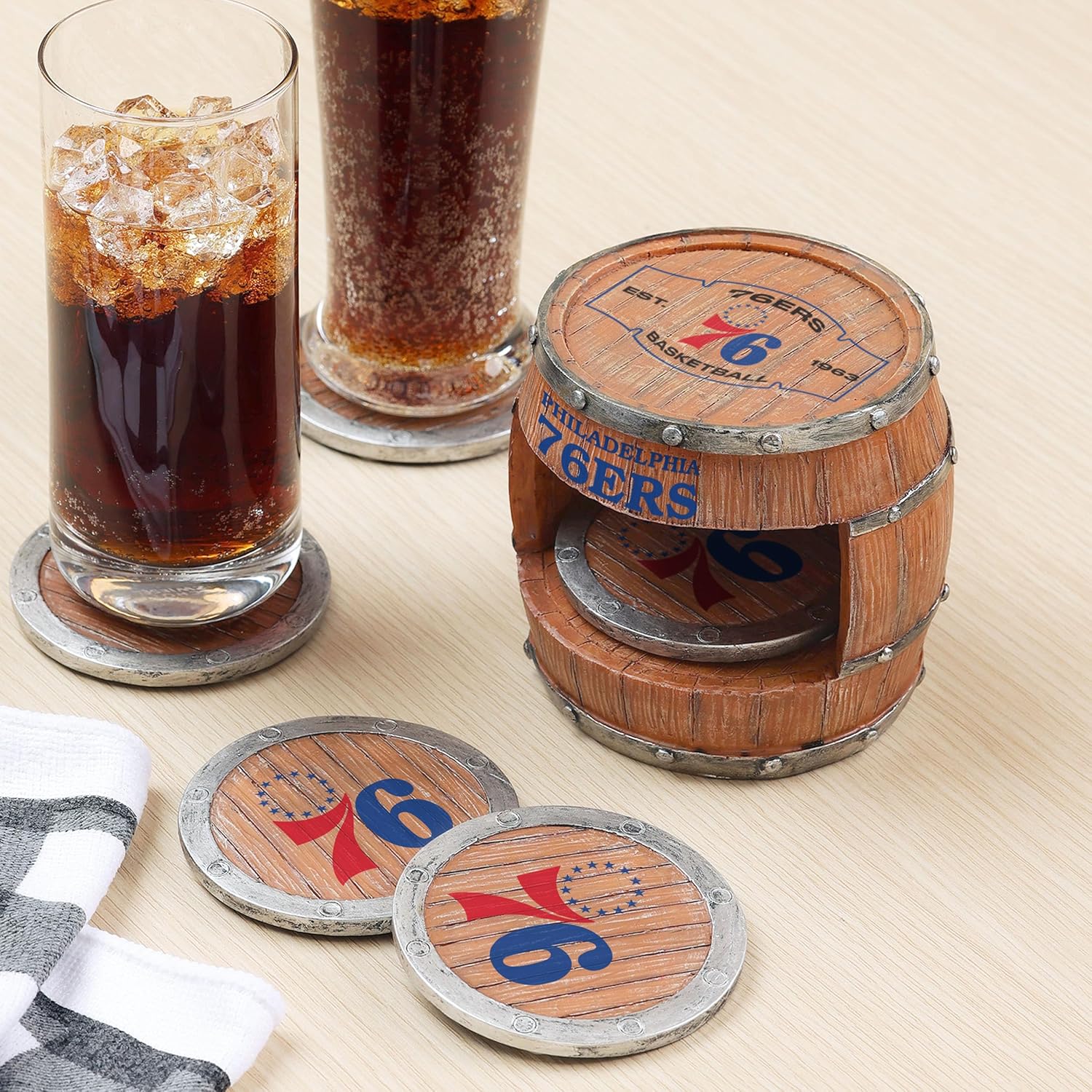 FOCO NBA 5-Pack Barrel Coaster Set