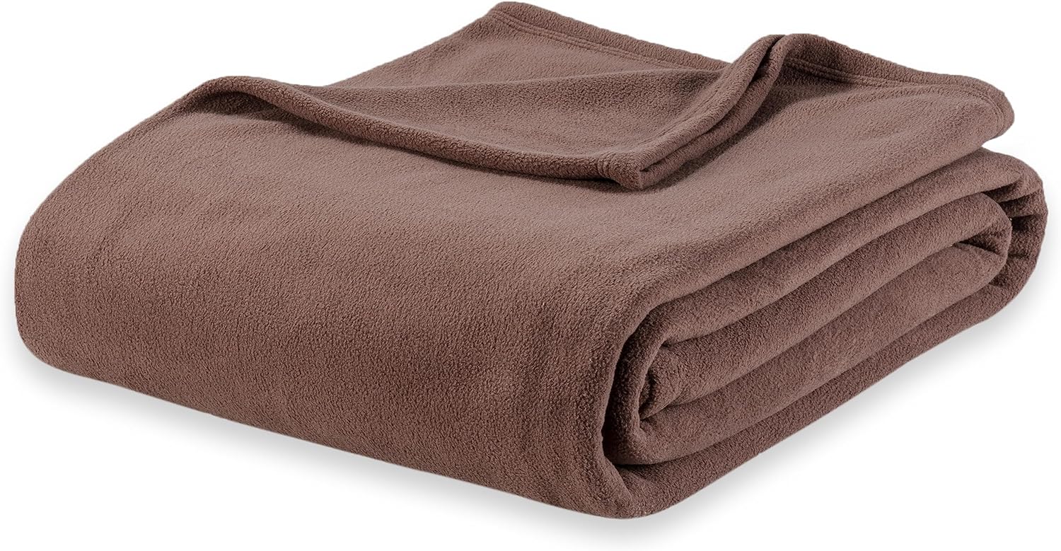Berkshire Blanket Manta de microforro polar de tamaño individual, color gris pardo, ligera, suave y transpirable, manta de microforro polar de felpa