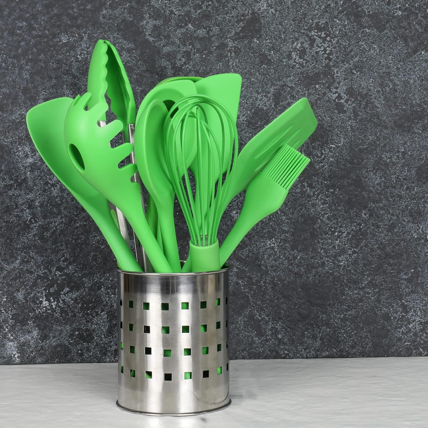 Chef Craft Cuchara mezcladora de silicona premium, 11 pulgadas, color verde