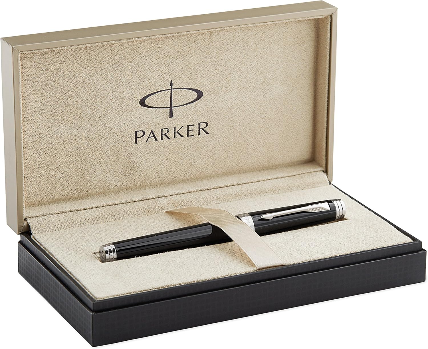 Parker Premier (S0887870) – Bolígrafo roller con acabado plateado y recambio fino en negro