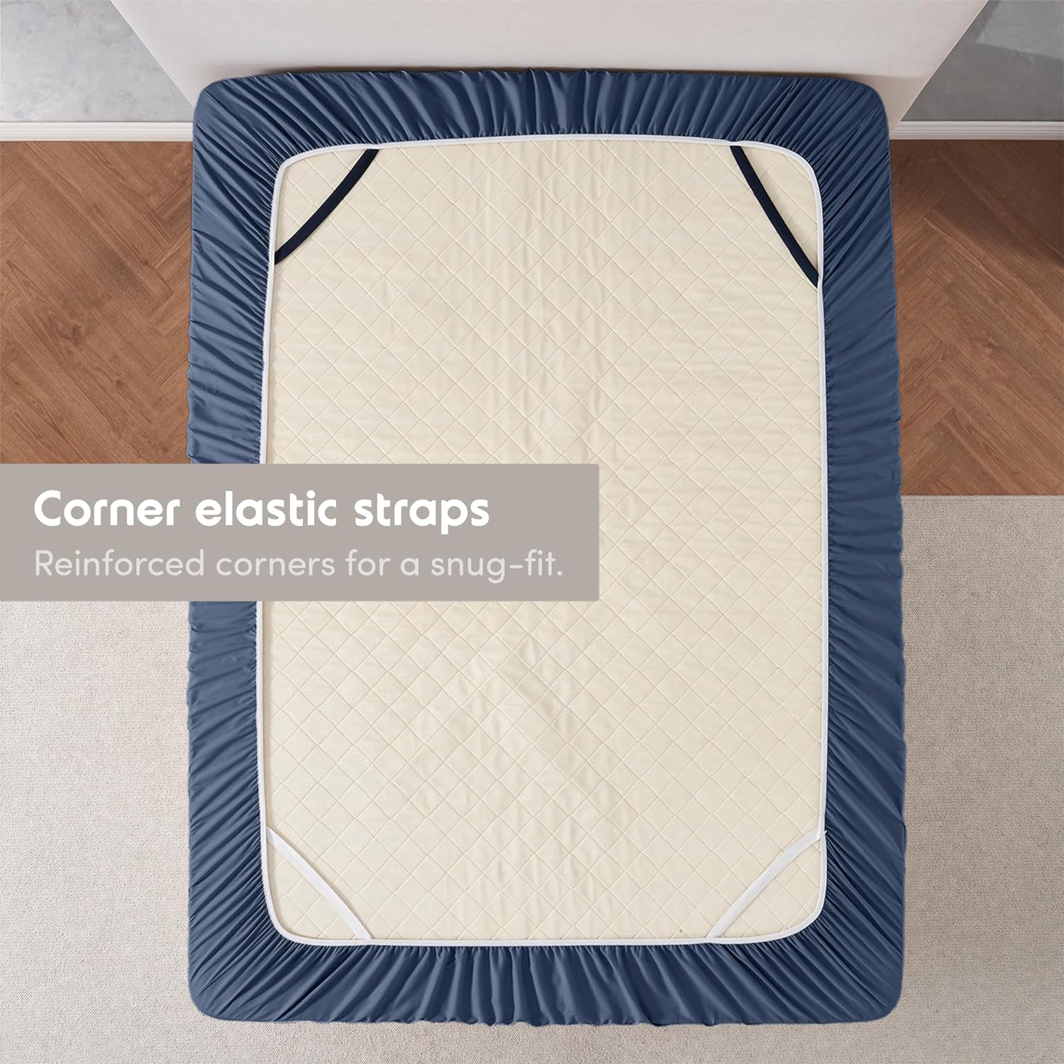 Nestl Bedding – Sábanas bajeras con bolsillo profundo de 53 cm, Microfibra, Azul marino, gemelo