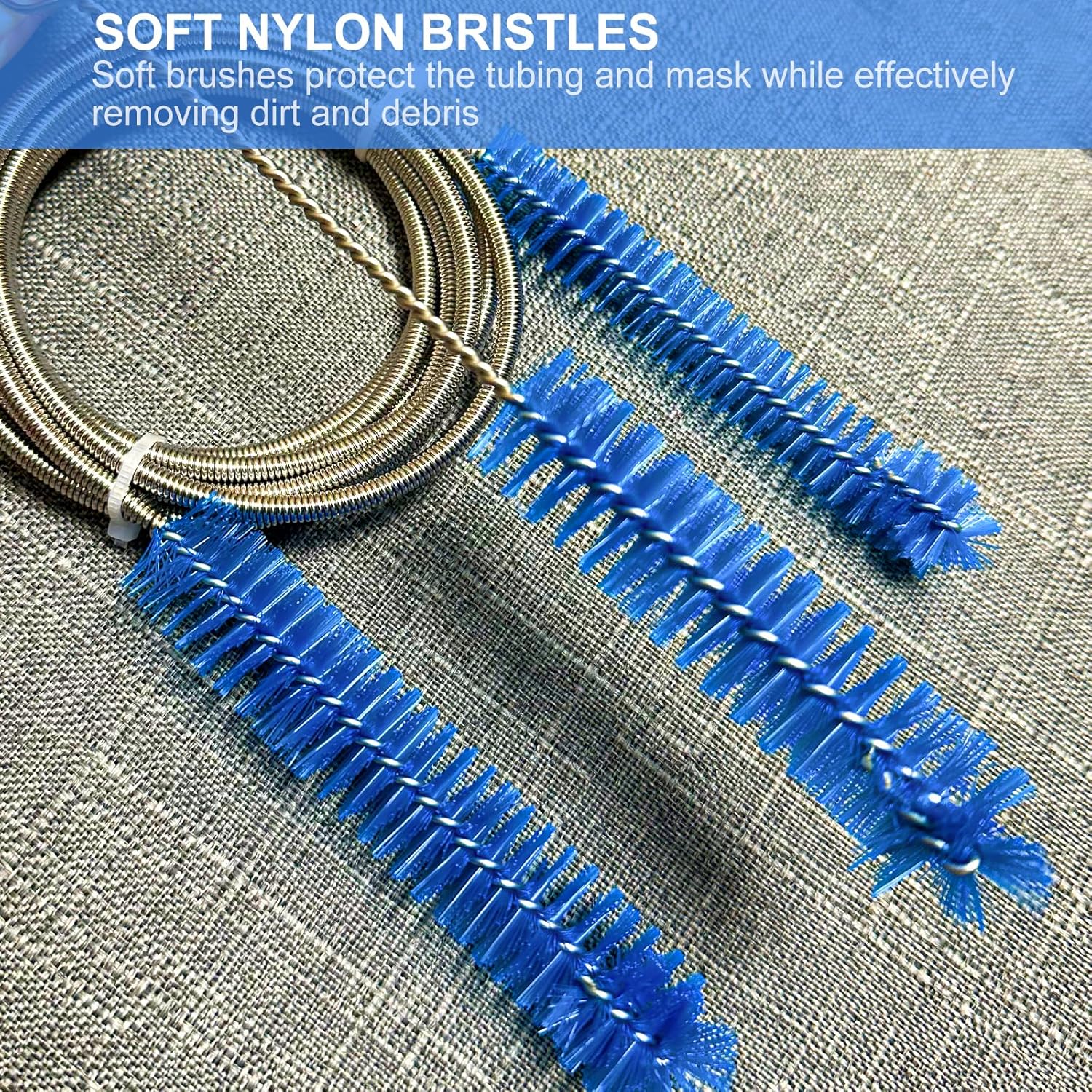 Cepillo de manguera de doble cabezal flexible con resorte de drenaje, diámetro de 0.591 in y 0.748 in, cepillo de limpieza de tubo CPAP, adecuado