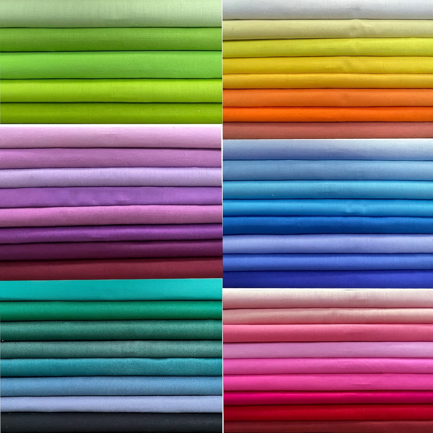 50 piezas de tela de acolchado de algodón de 8 x 8 pulgadas, paquetes de tela gruesa para manualidades de retazos, sólido