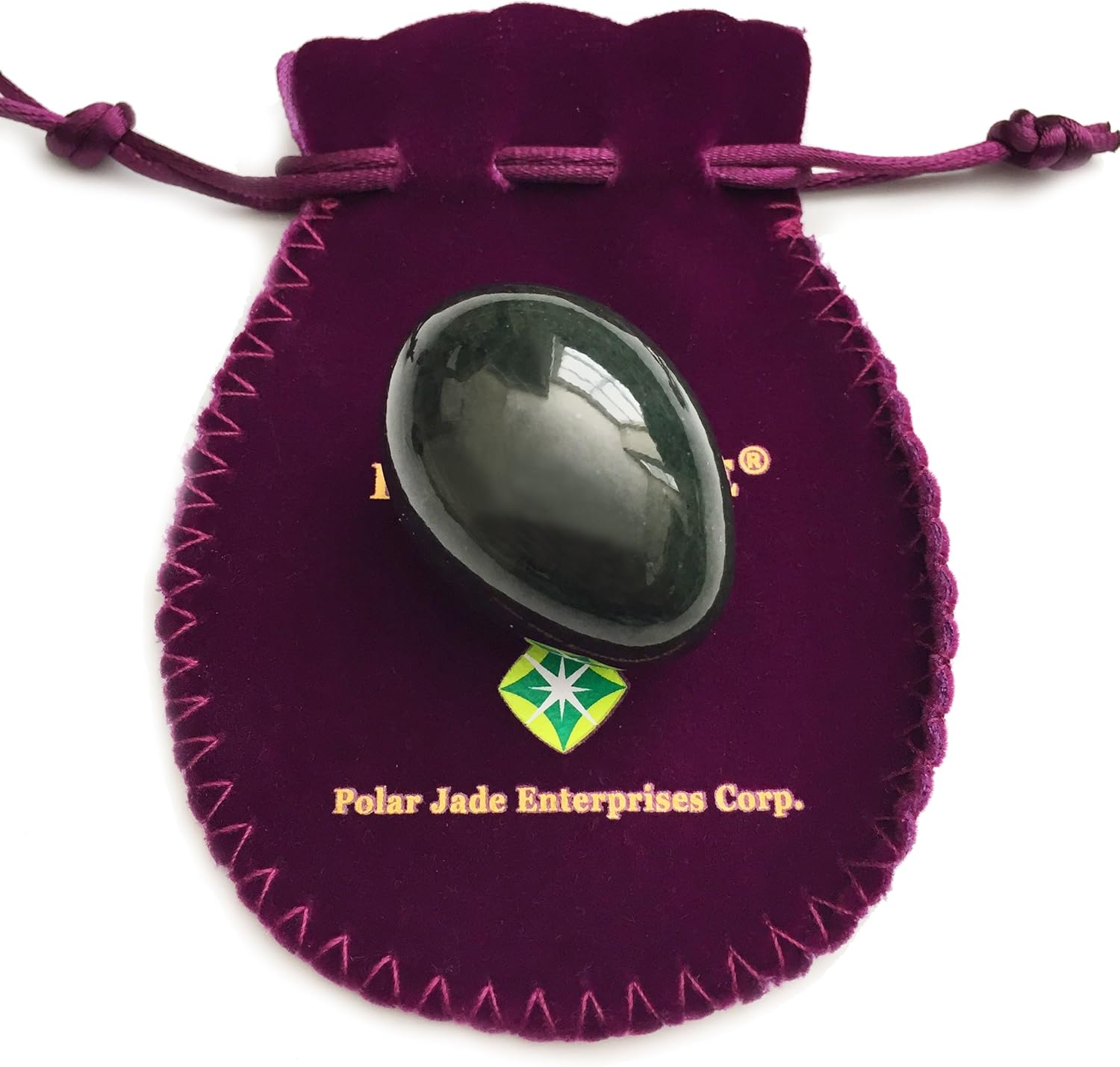 Huevo auténtico de jade nefrita, huevo Yoni sin perforar de Polar Jade (mediano 1.693 x 1.181 in)