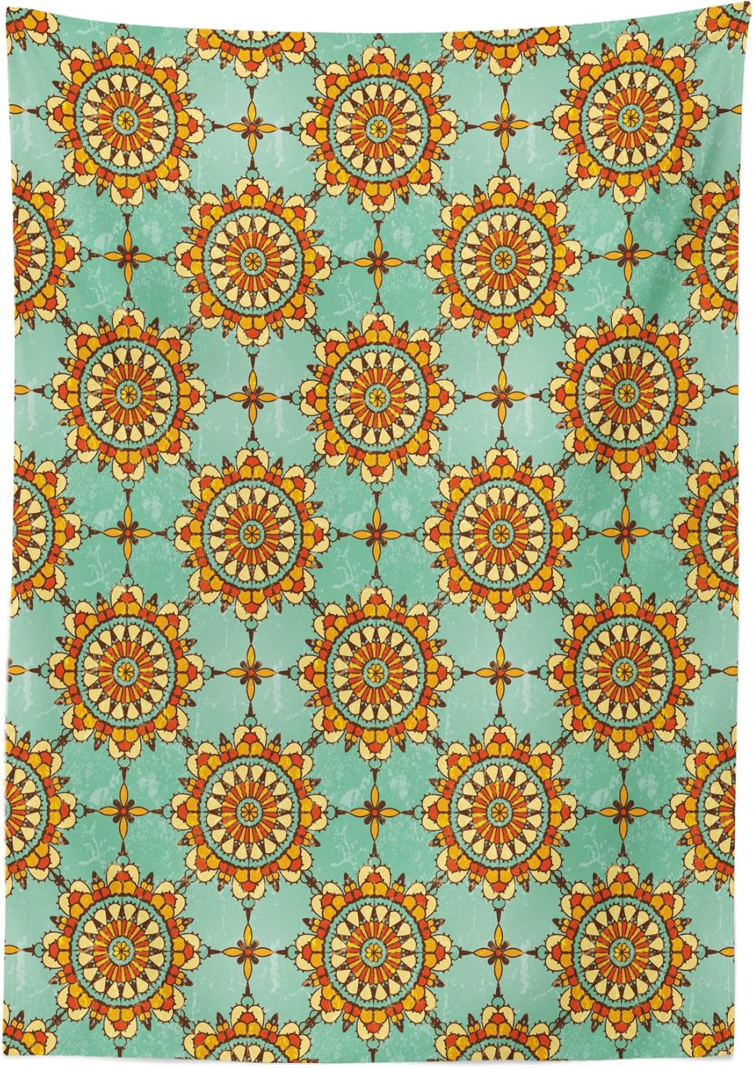 Ambesonne Mantel decorativo marroquí, diseño abstracto marroquí ornamental con influencias victorianas antiguas, para comedor y cocina, mantel