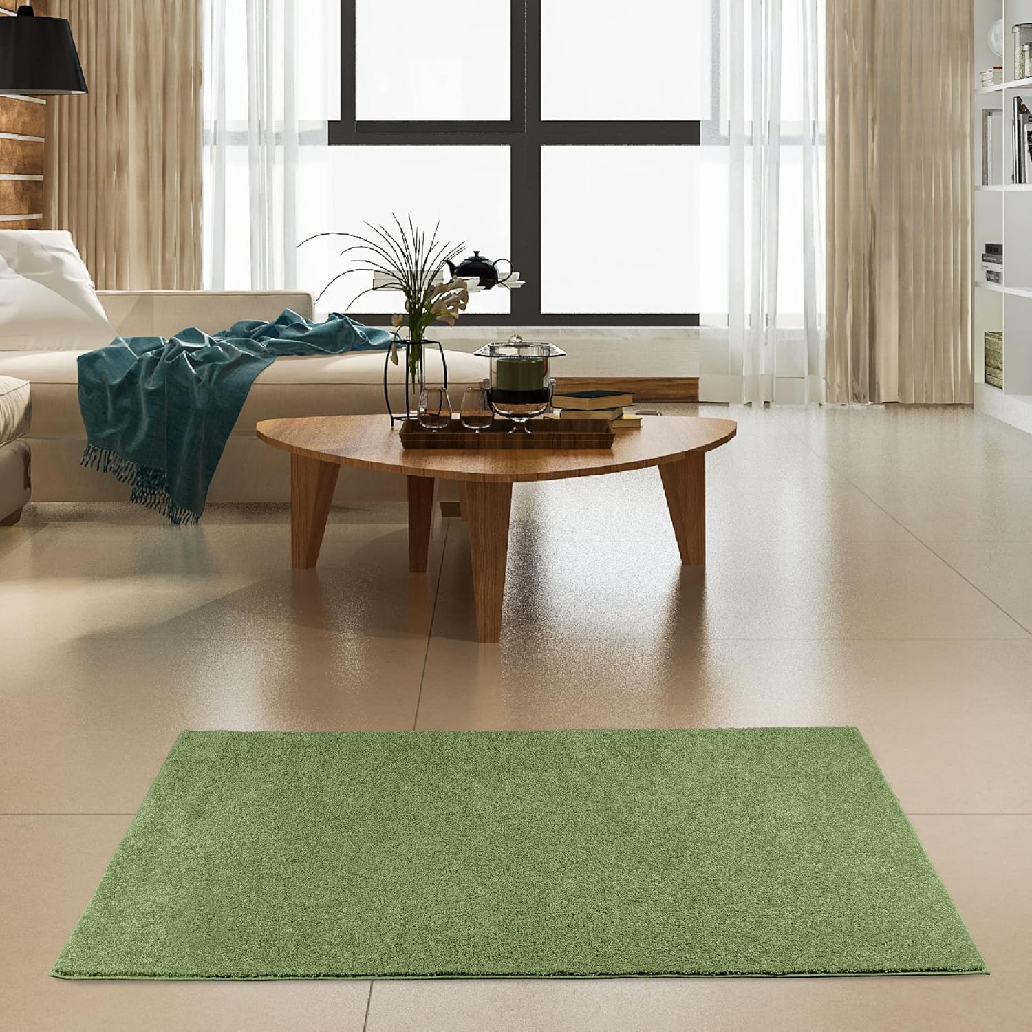 Alfombrilla de color liso, de felpa, moderna, alfombra adecuada para los niños y mascotas Fabricada en EE.UU., forma rectangular, alfombrilla ideal
