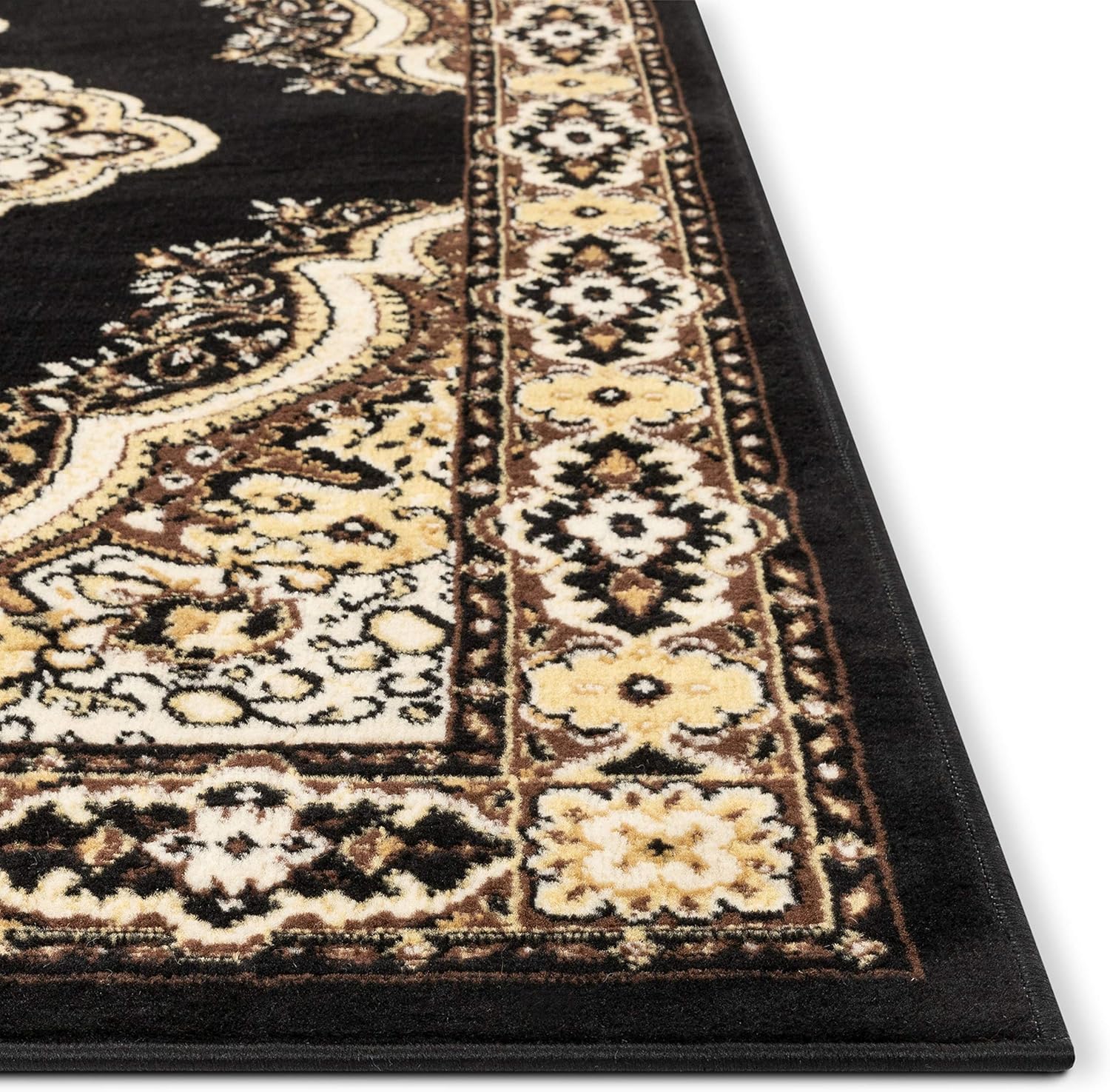 Well Woven Medallion – Alfombra negra de 3 pies 3 pulgadas x 5 pies