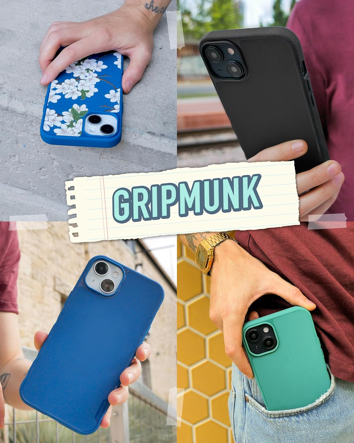 Smartish Funda magnética para iPhone 15 Plus, Gripmunk compatible con MagSafe ligera + protectora, funda de agarre delgadafina con forro de