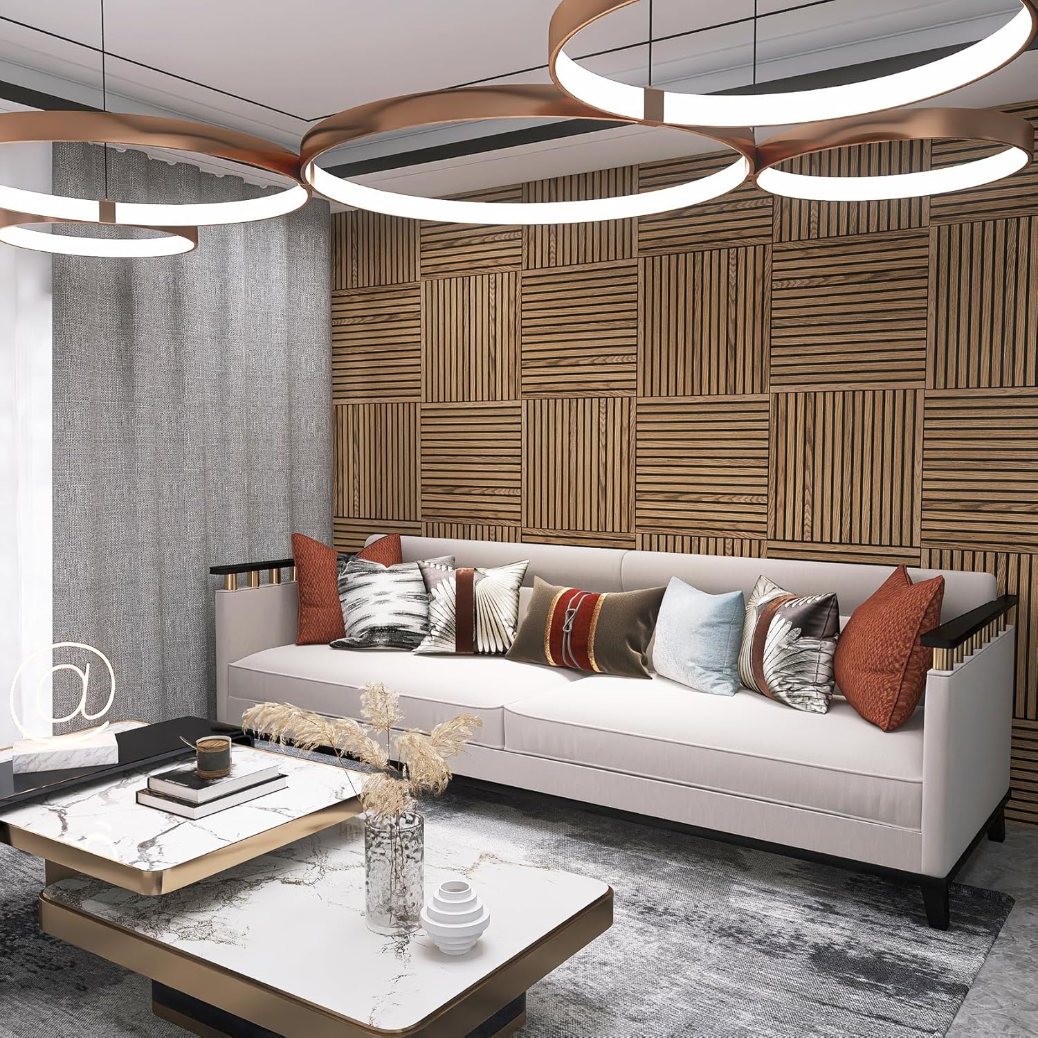 4 paneles acústicos de listones de madera 3D para decoración de paredes interiores, panel de madera estriada, tablero trasero de fieltro
