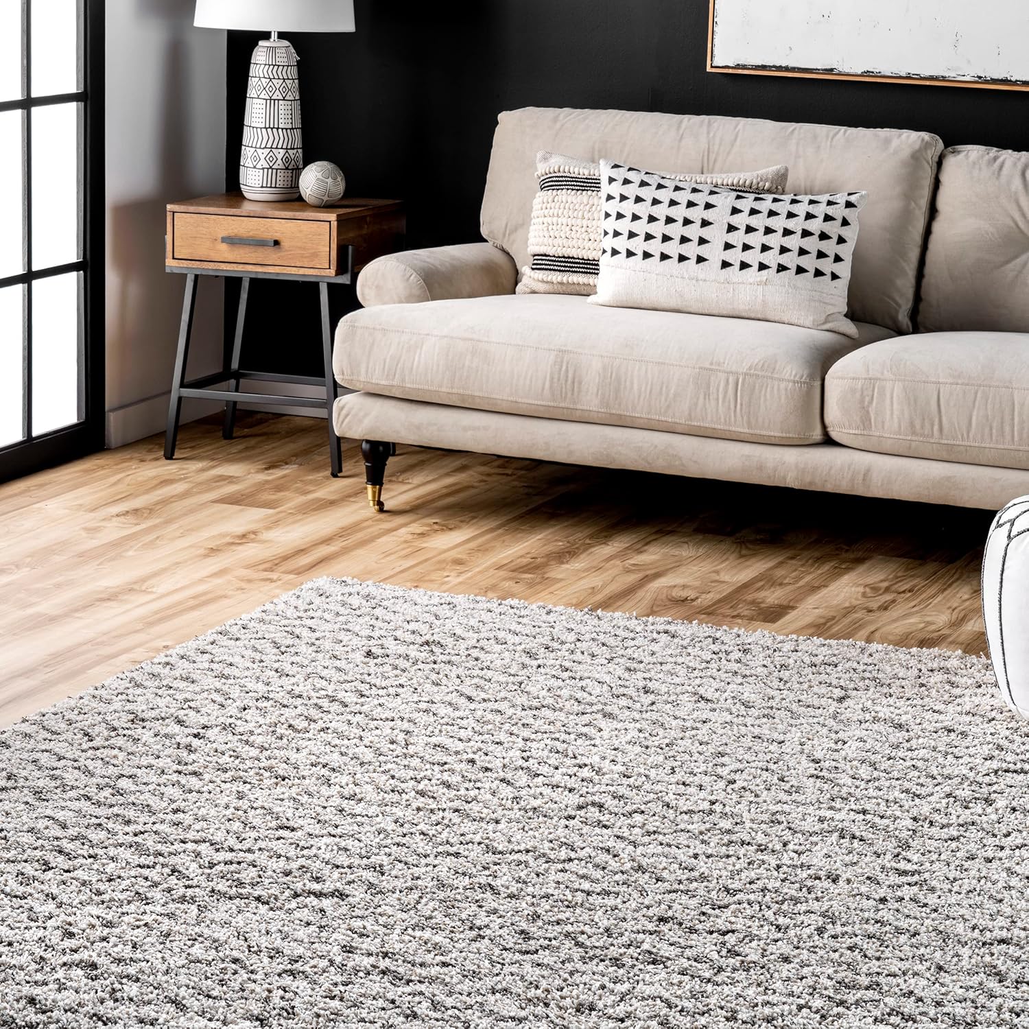 nuLOOM Cuellar Chevron Shag – Alfombra de área (5 x 8 pulgadas), color marfil