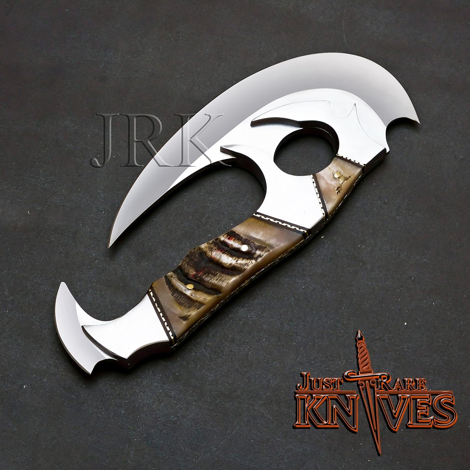 Zymise TANGDIAABBCC JUSTRAREKNIVES USA Edición especial 8.75 Herramienta D2 hecha a mano de doble hoja personalizada D2 cuchillo vikingo de acero,