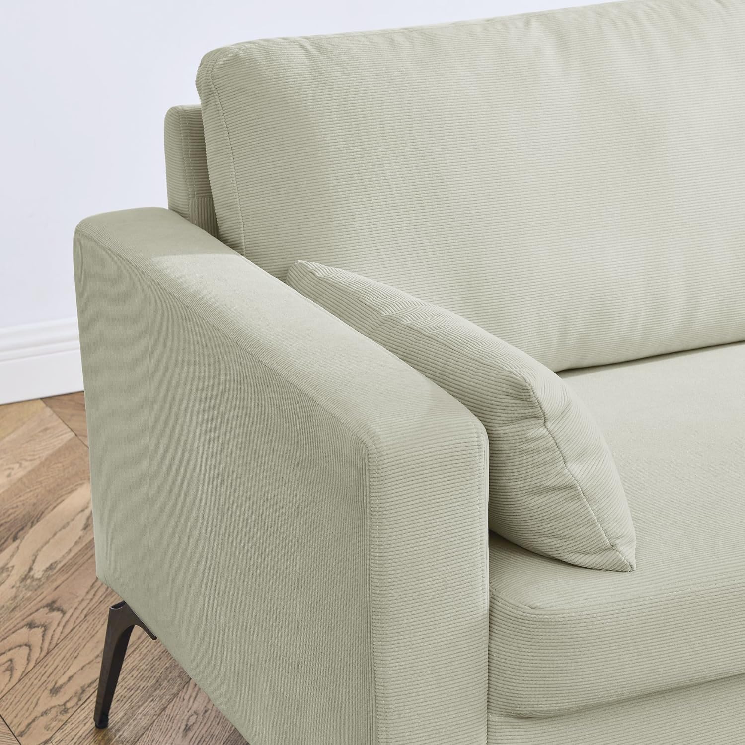 FANYE Los juegos de sofá de 3 piezas incluyen sillón, sofá biplaza y sofá de 3 plazas, sofá tapizado de pana y sofá con 4 almohadas y patas de metal