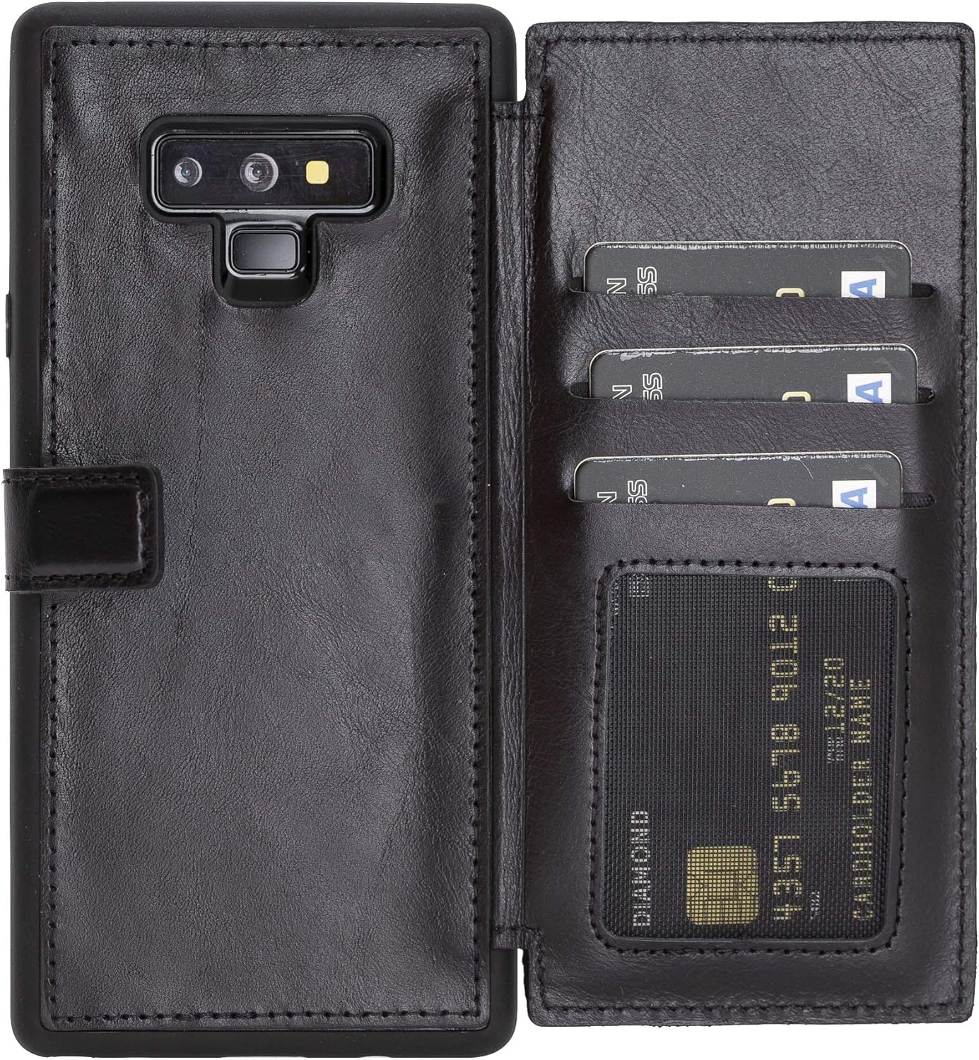 Venito Verona – Funda de piel compatible con Samsung Galaxy Note 9 (6.4 pulgadas), bloqueo RFID, a presión, con tapa trasera, delgada, tipo cartera,