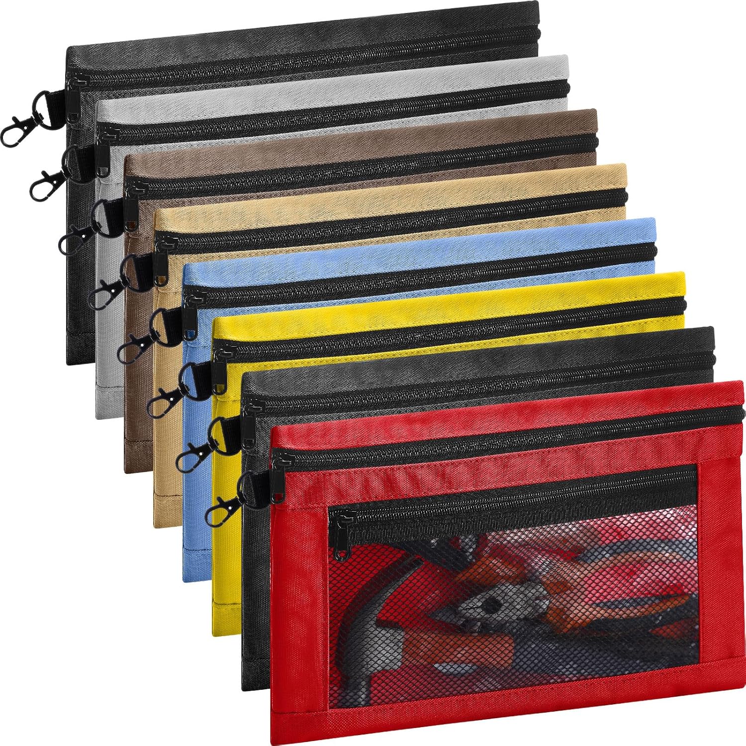 Paterr Paquete de 8 bolsas de herramientas con cremallera, organizador impermeable y almacenamiento para hombres, bolsa de herramientas de alta