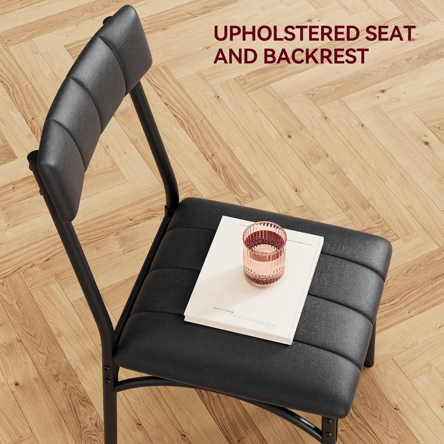 GAOMON Juego de mesa de comedor para 2, mesa de cocina y sillas para 2 personas con sillas tapizadas, juego de mesa de comedor de 3 piezas, juego de