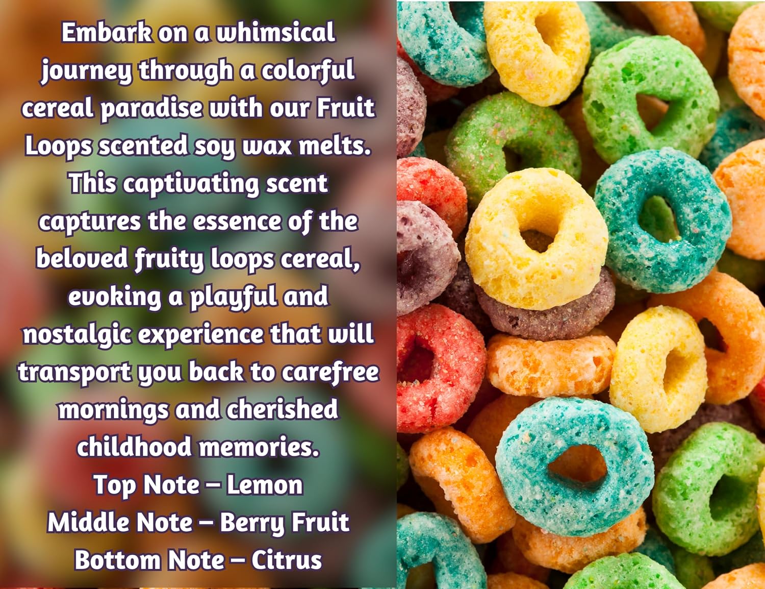 Cera de soja para derretir  Fabricado en Estados Unidos  Acogedores y zesty Zesty Rainbow Fruit Loops Delight Cubos de cera de soja perfumada  4