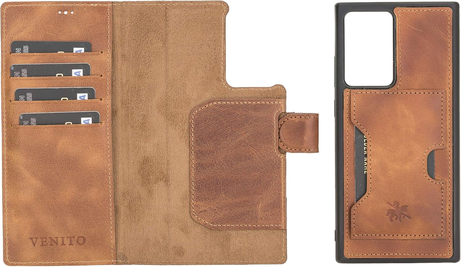 Venito Florence – Funda de piel tipo cartera compatible con Samsung Galaxy Note 20 Ultra (6.9 pulgadas), extra segura con bloqueo RFID, cartera